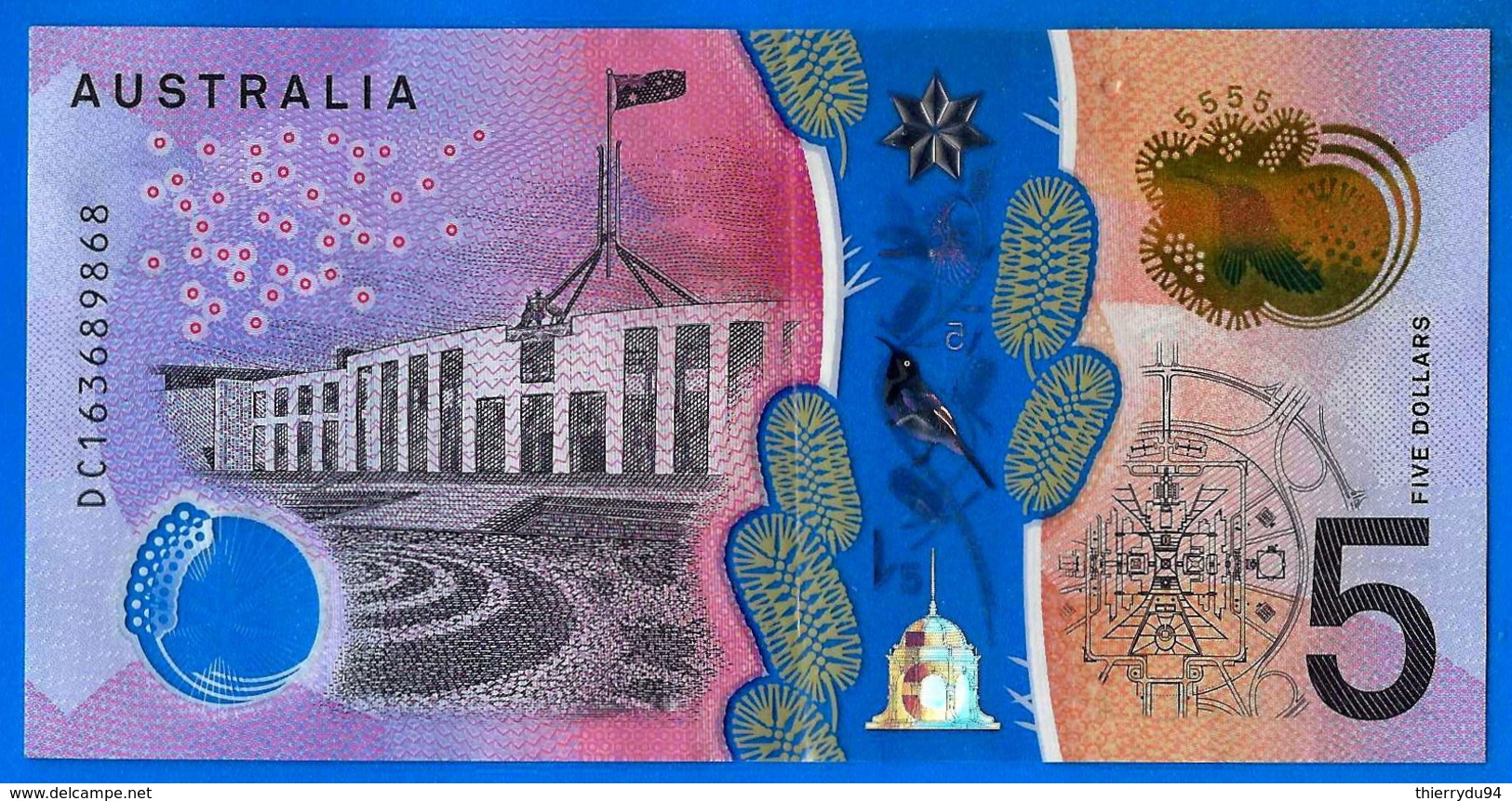 Australie 5 Dollars 2016 Polymere Australia Prefix DC Que Prix + Port Polymer Skrill Paypal OK - 2005-... (polymer Notes)