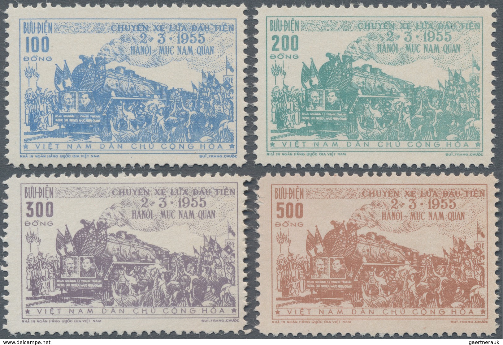 Vietnam-Nord (1945-1975): 1956, Inauguration Of Railway Hanoi - Muc Nam Quan Complete Set Of Four In - Vietnam