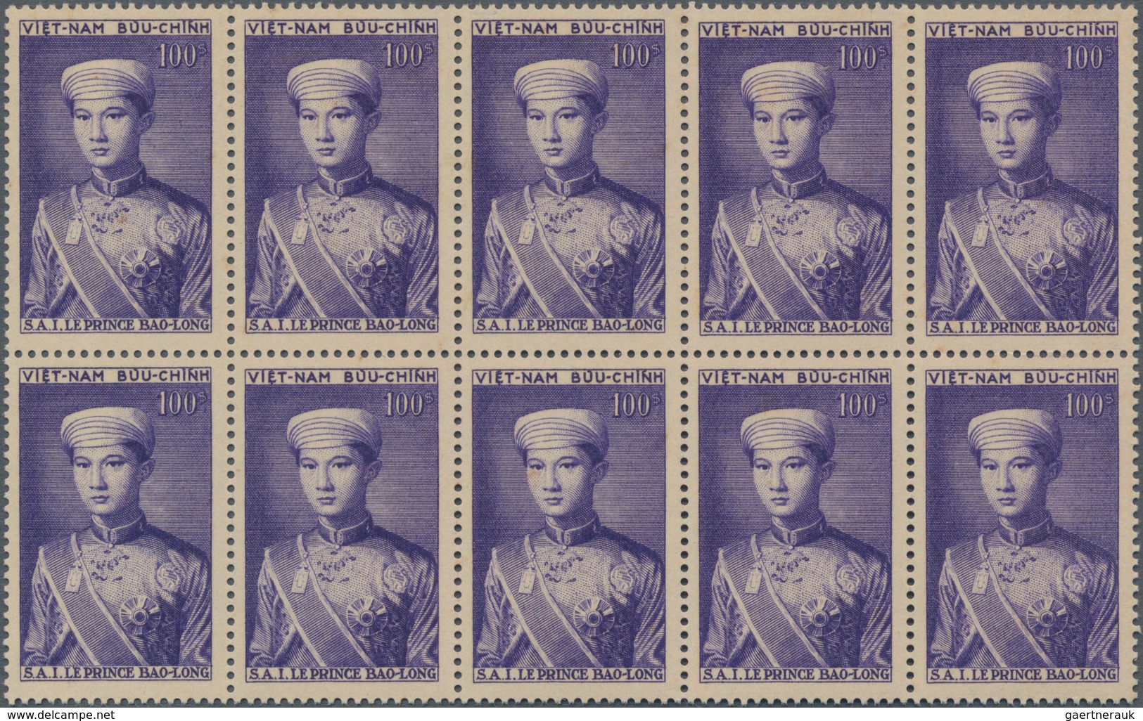 Vietnam-Süd (1951-1975): 1954, Prince Bao Long 100p. Violet In A Lot With About 140 Sets Mostly In L - Vietnam