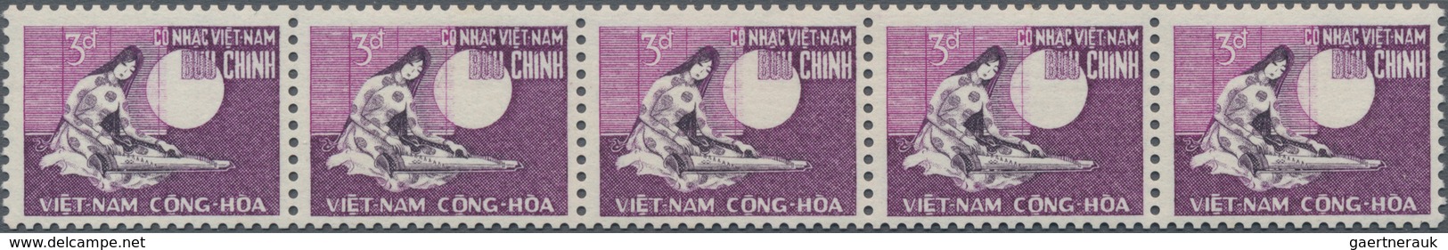 Vietnam-Süd (1951-1975): 1967, First TPO In Vietnam 3d. Violet Showing A Young Woman Playing Zither - Vietnam