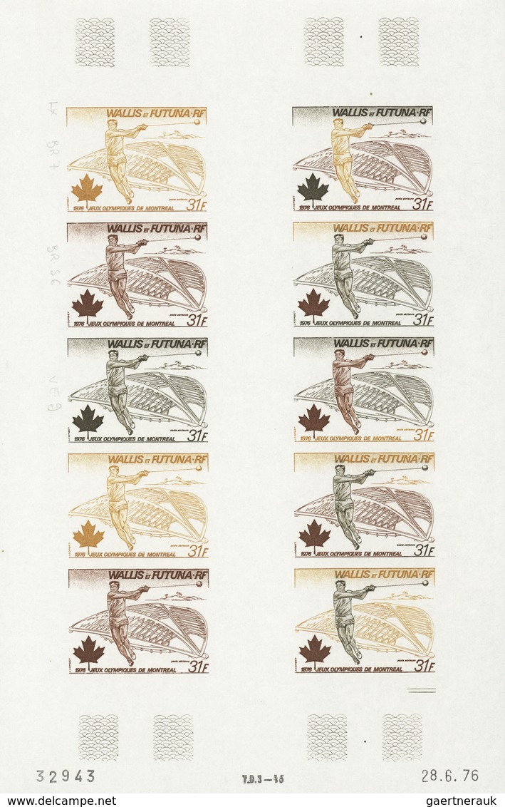 Wallis- und Futuna-Inseln: 1973/1978, IMPERFORATE COLOUR PROOFS, MNH collection of 33 complete sheet