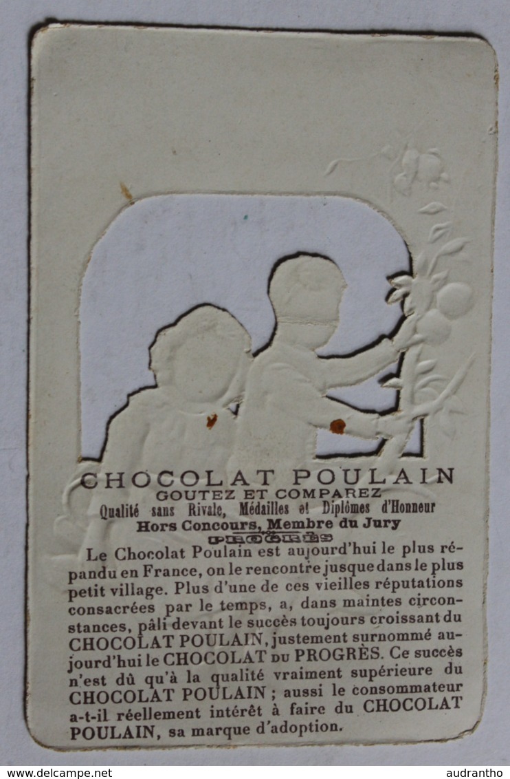 Belle Chromo Gauffrée Avec Découpis Chocolat Poulain 2 Enfants Le Chocolat Du Progrès - Poulain