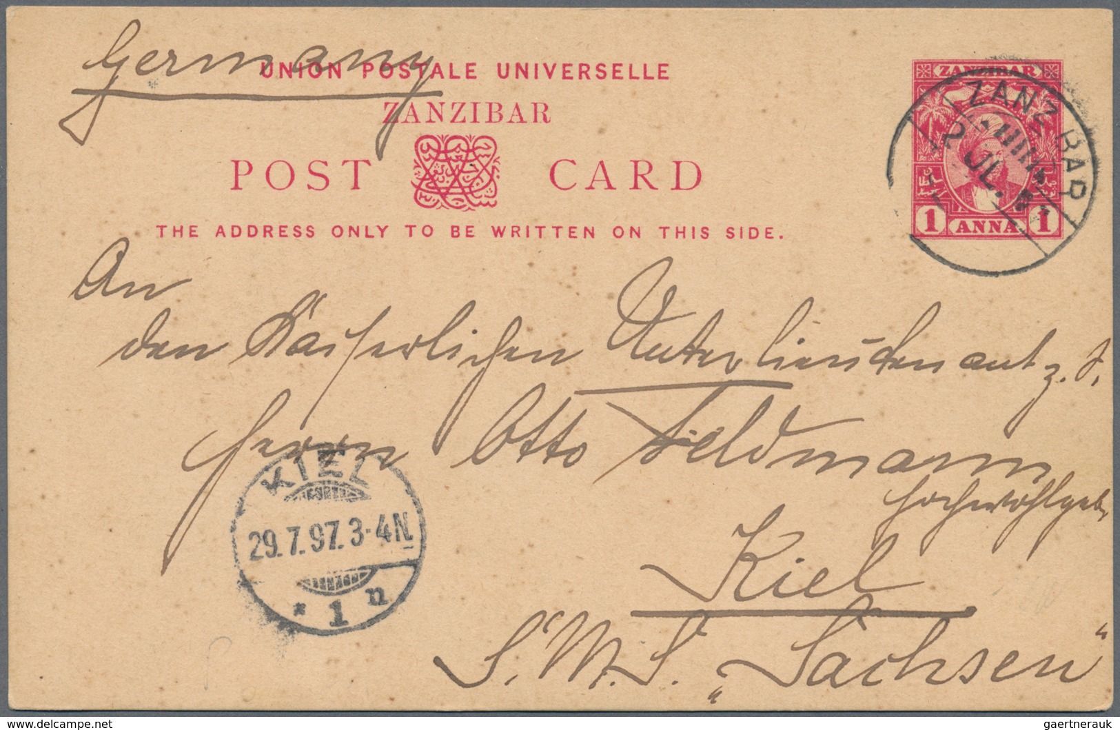 Zanzibar: 1897/1949, Stationery Cards 1 A. Carmine (3) Resp. Red (2) Used To Berlin/Germany. Also 6 - Zanzibar (...-1963)