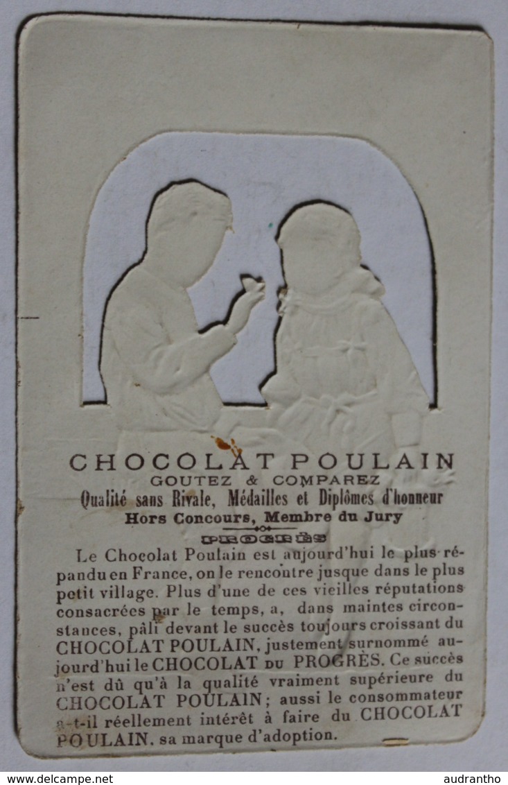 Belle Chromo Gauffrée Avec Découpis Chocolat Poulain 2 Enfants Le Chocolat Du Progrès - Poulain