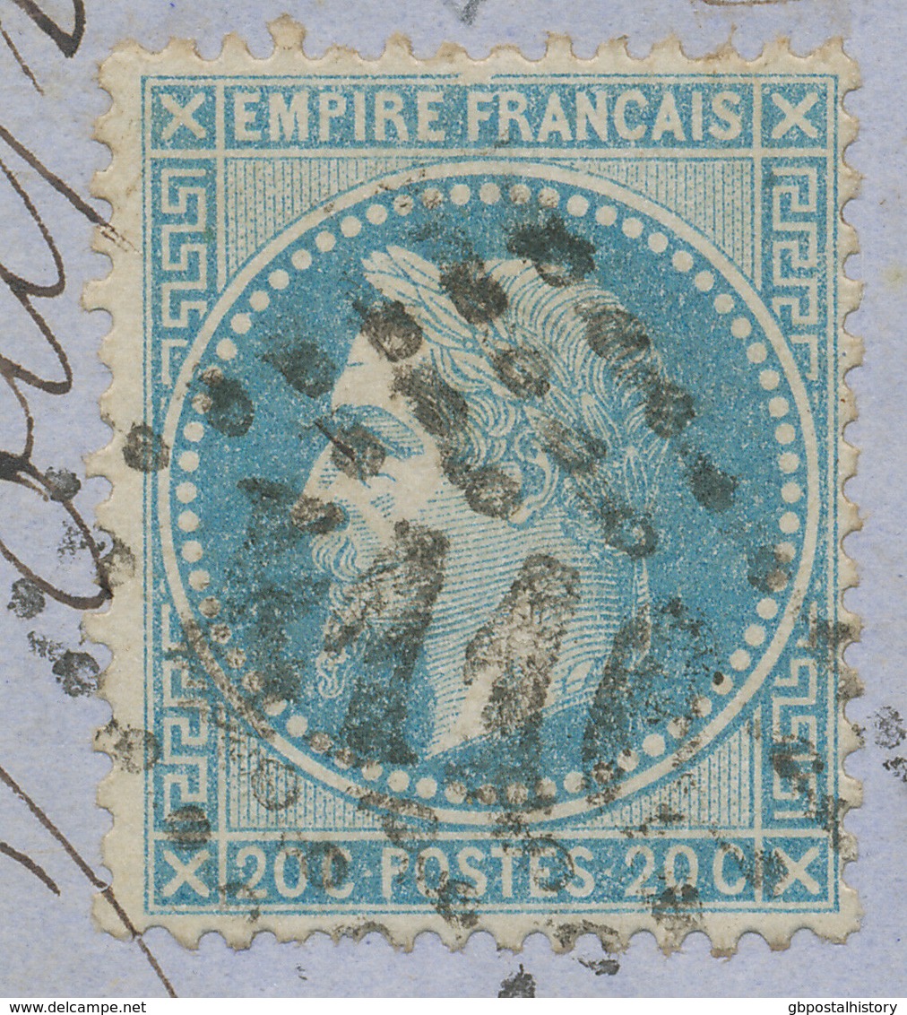 FRANKREICH 1868 20 C Kaiser Napoleon III Mit Lorbeerkranz Dunkelblau EF ABART - Ohne Zuordnung