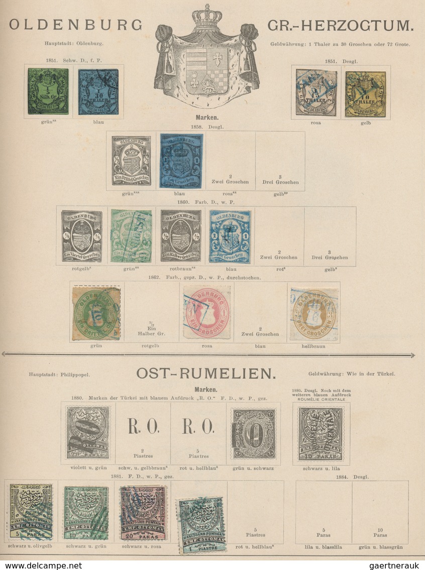 Alle Welt: 1840/94, great collection in two very old Schaubek-Albums with pages in gold cut of the e