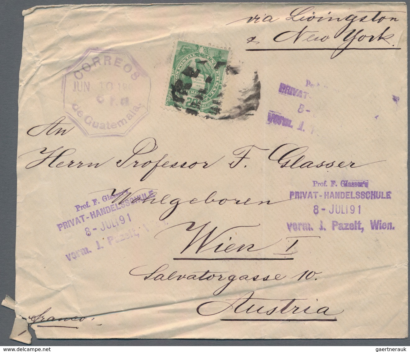 Alle Welt: 1890/1902, Correspondence To Private Commercial School Of Prof. Glasser In Vienna/Austria - Sammlungen (ohne Album)