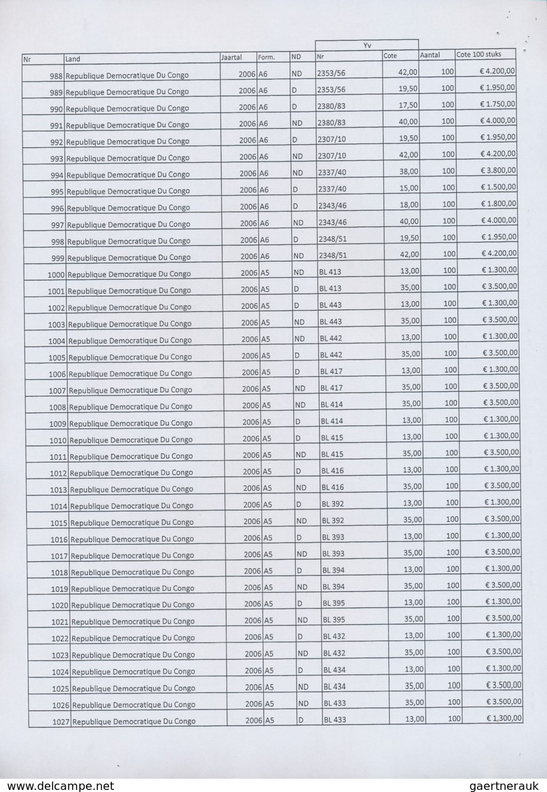 Alle Welt: 1974/2006 (ca.): 694 different sorts of miniture sheets, each in quantities of 100, in pe