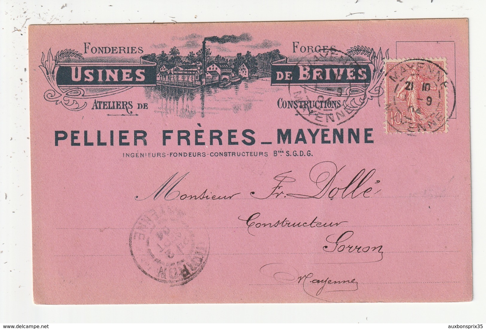 CARTE PUBLICITAIRE - MAYENNE - PELLIER FRERES - INGENIEURS FONDEURS - FONDERIES FORGES - 53 - Advertising