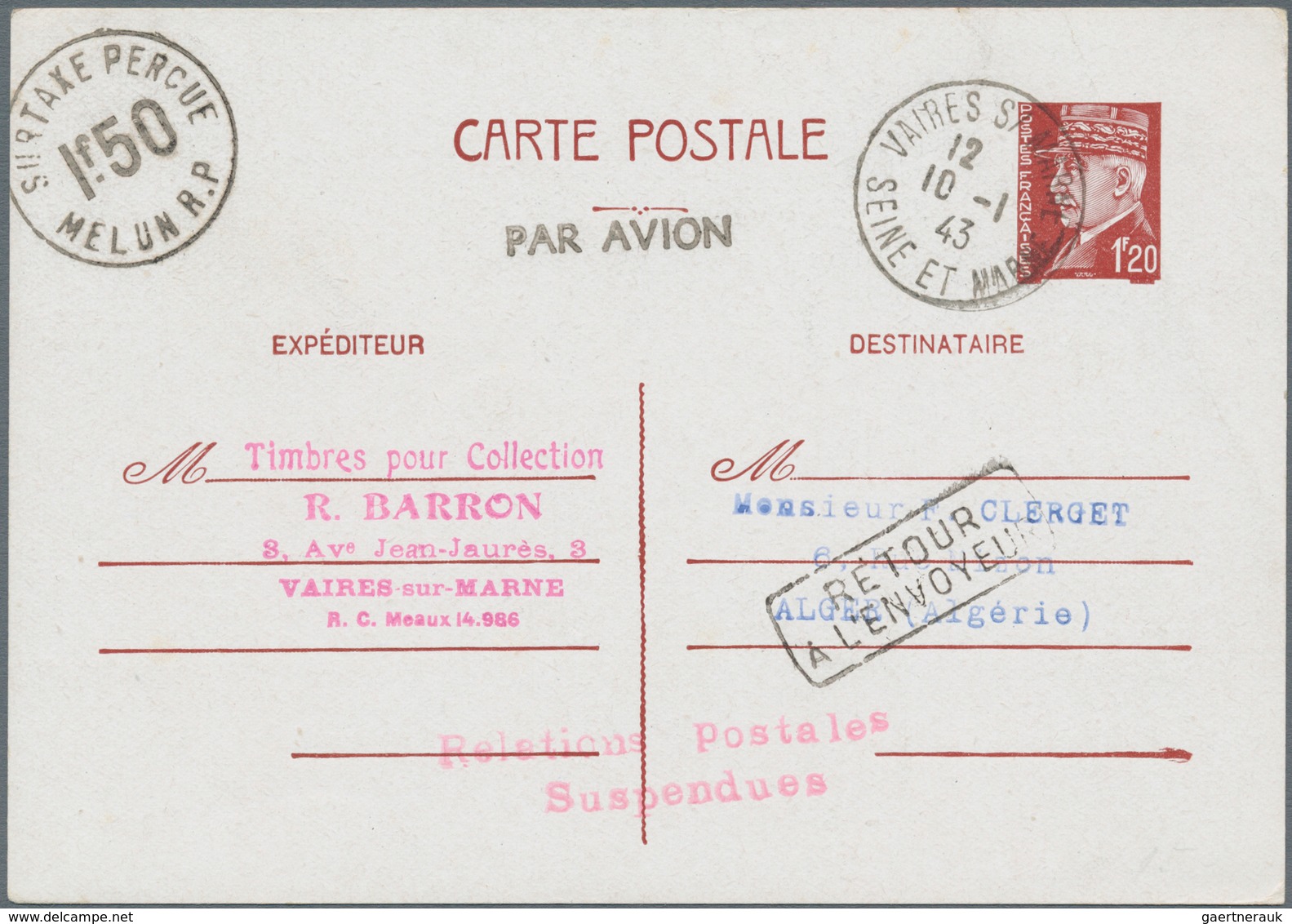 Französische Kolonien: 1942/43 7 Different Postal Stationery Cards From/to Senegal And From Paris To - Altri & Non Classificati