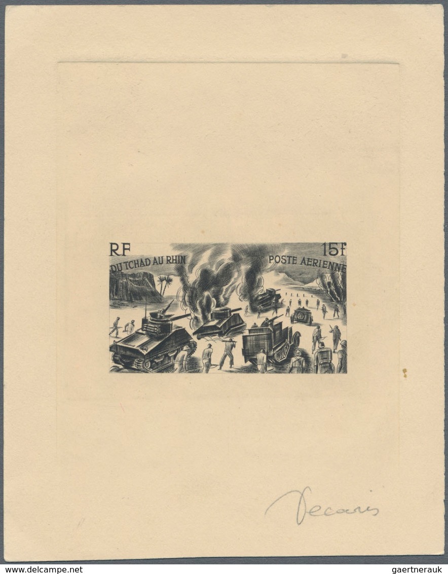 Französische Kolonien: 1946. Lot Of 6 Epreuves D'artiste Signée In Black For The Complete Set DU TCH - Otros & Sin Clasificación