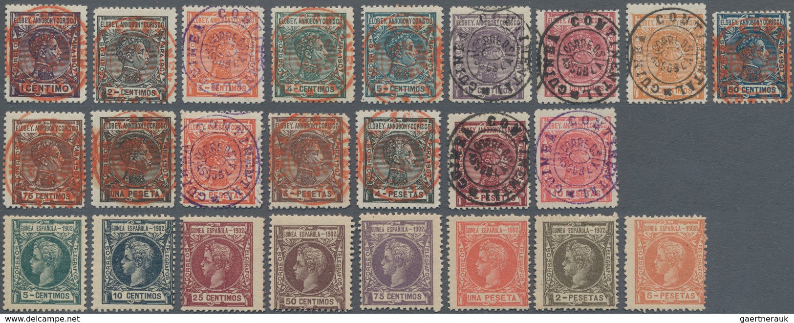 Spanische Kolonien: 1899/1909, Assortment Of Better Issues: Guinea Edifil 1/8 MNH, 9/26 MNH, 58A/R M - Colecciones