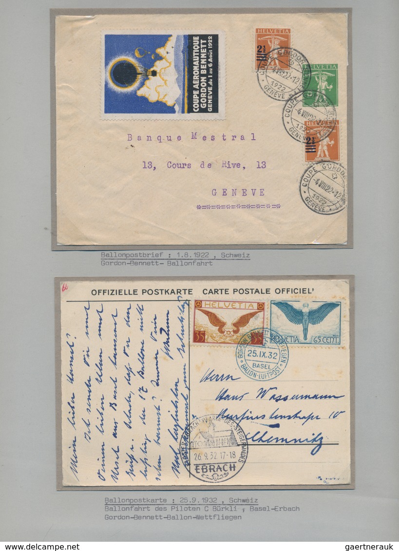 Ballonpost: 1897/1957, Collection Of 78 Covers/cards On Written Up Album Pages, Comprising E.g. GERM - Montgolfier