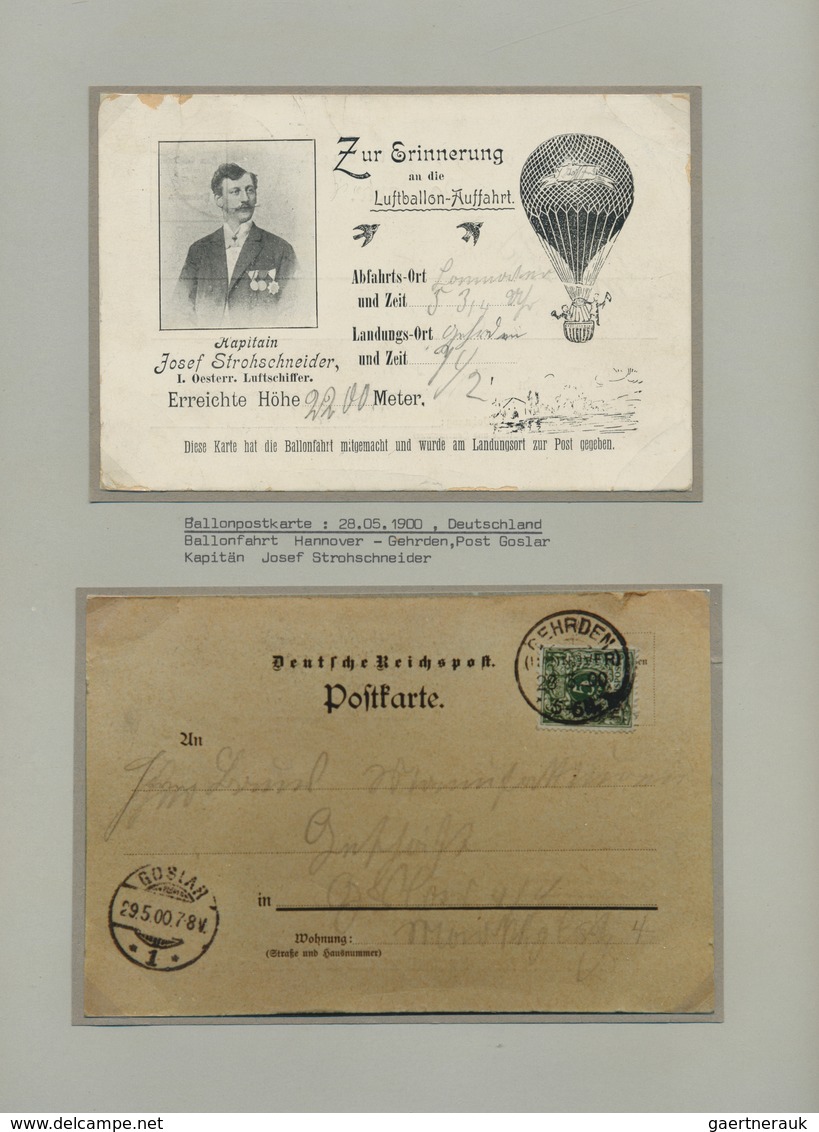 Ballonpost: 1897/1957, collection of 78 covers/cards on written up album pages, comprising e.g. GERM