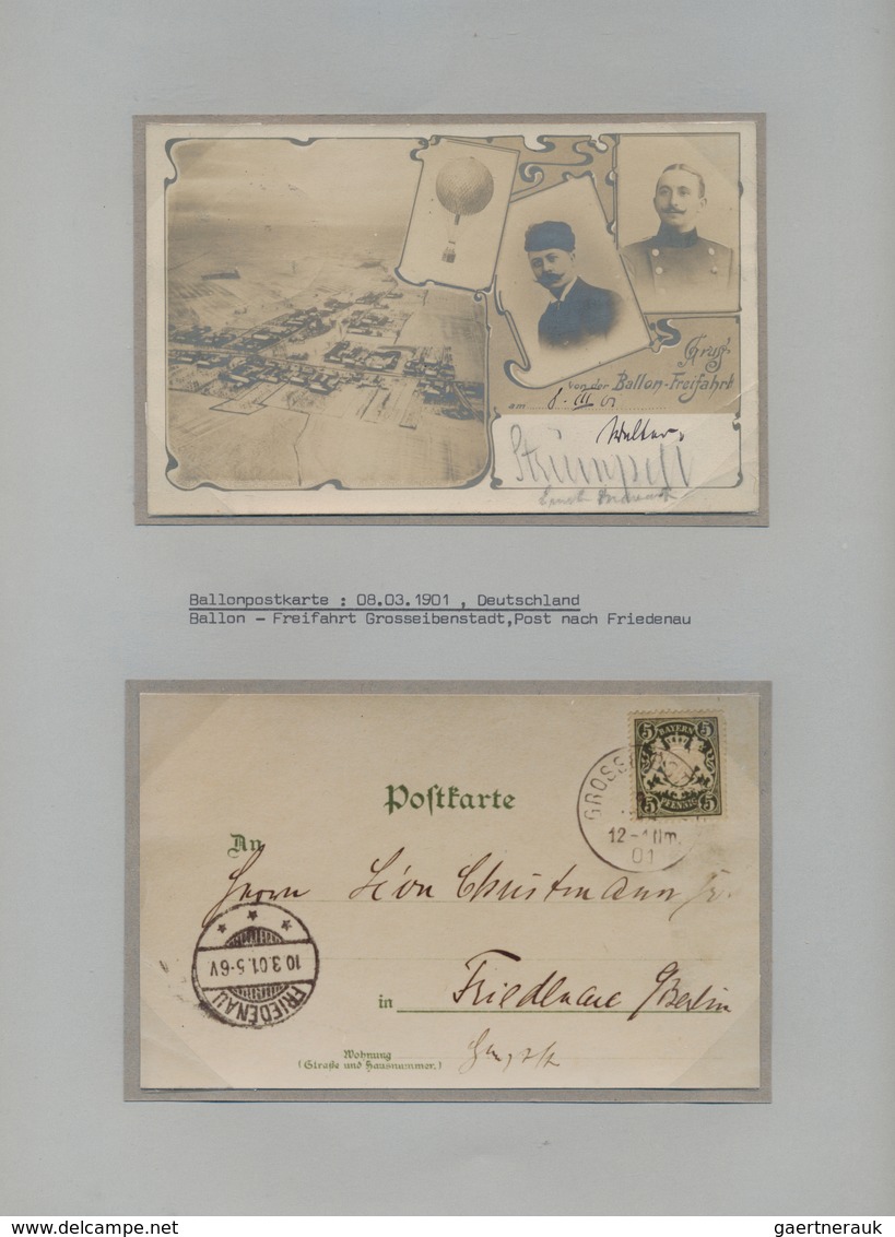 Ballonpost: 1897/1957, collection of 78 covers/cards on written up album pages, comprising e.g. GERM