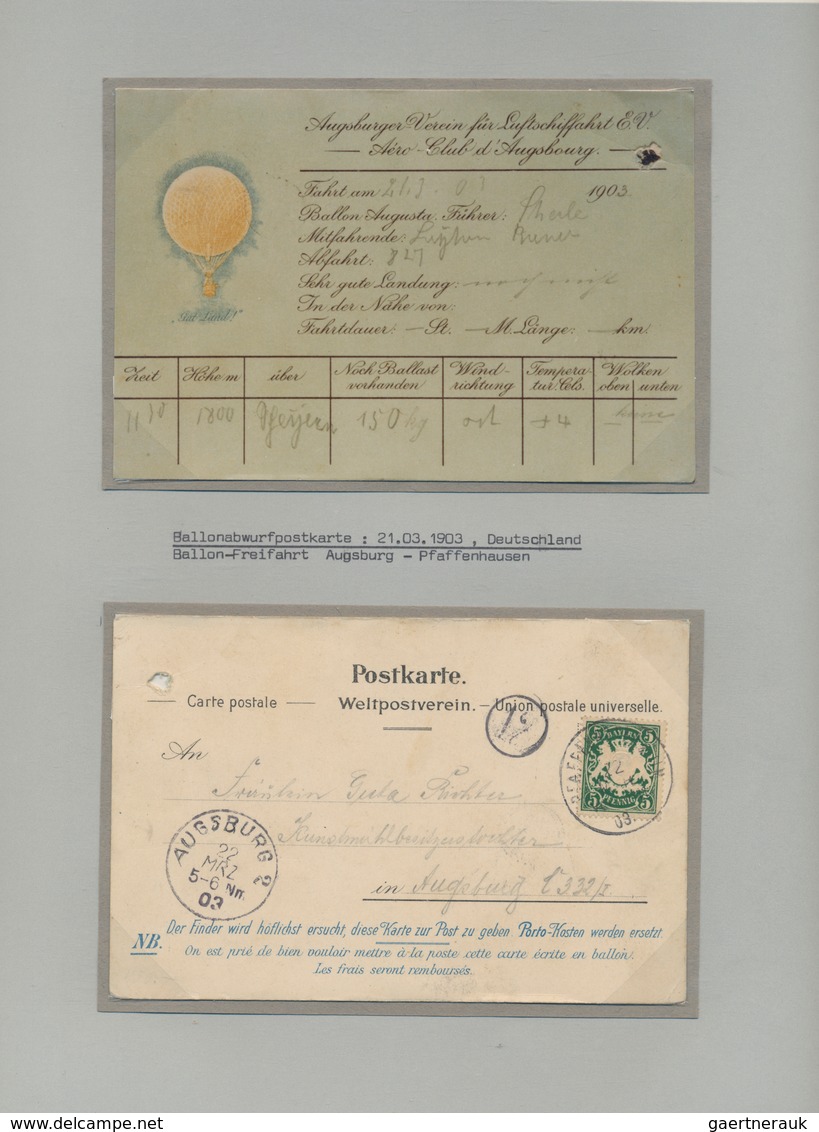 Ballonpost: 1897/1957, collection of 78 covers/cards on written up album pages, comprising e.g. GERM