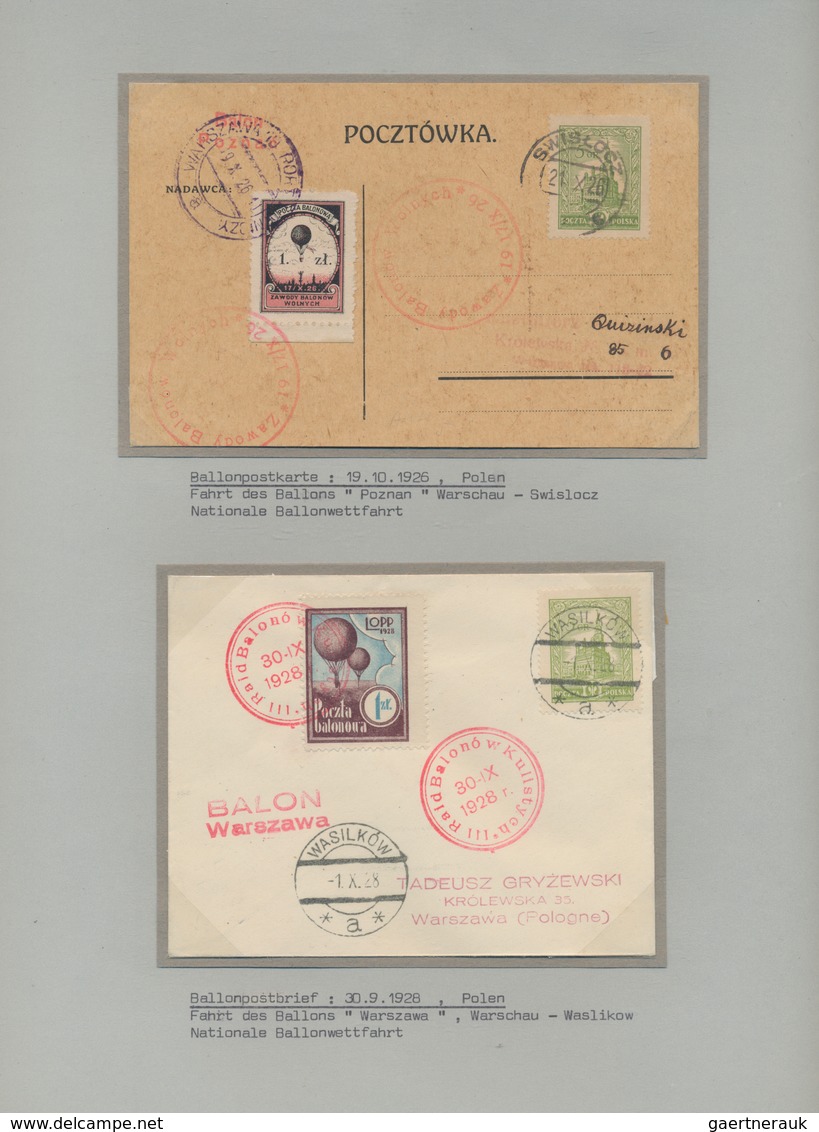 Ballonpost: 1897/1957, collection of 78 covers/cards on written up album pages, comprising e.g. GERM