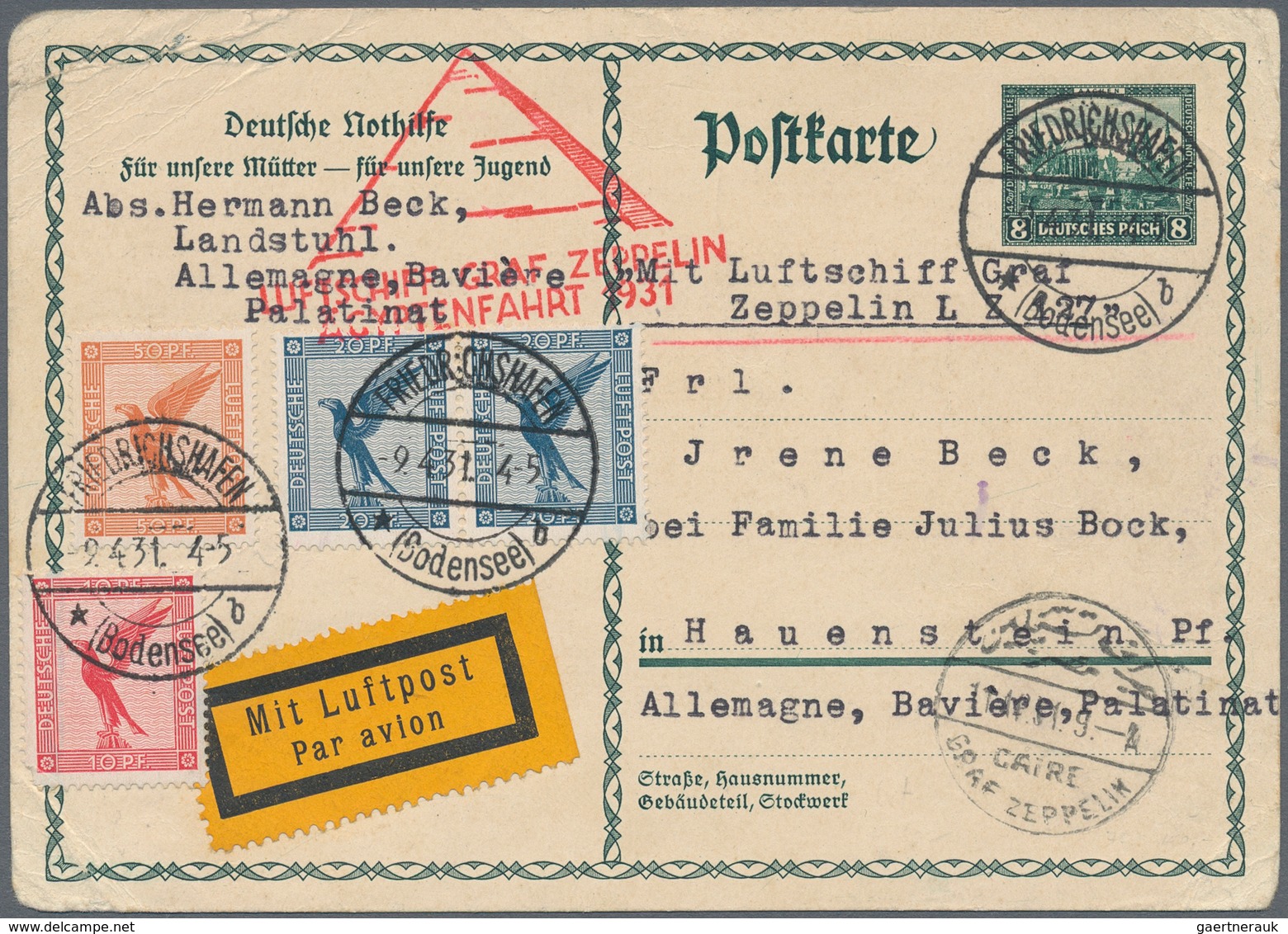 Flugpost Deutschland: 1912/1939, Lot Von 52 Briefen Und Karten, Dabei Flugpost Rhein/Main Incl. Gelb - Luft- Und Zeppelinpost