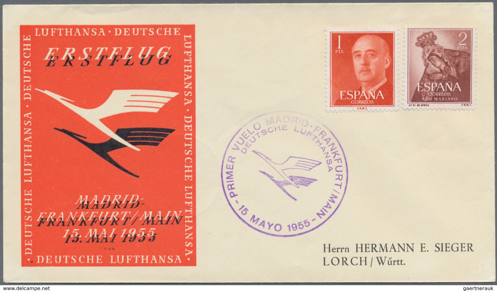 Flugpost Deutschland: 1955/1963, Lufthansa-Erstflüge, Sammlung von ca. 310 augenscheinlich nur versc