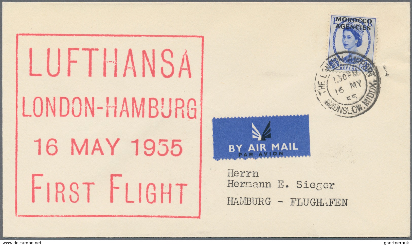 Flugpost Deutschland: 1955/1963, Lufthansa-Erstflüge, Sammlung von ca. 310 augenscheinlich nur versc