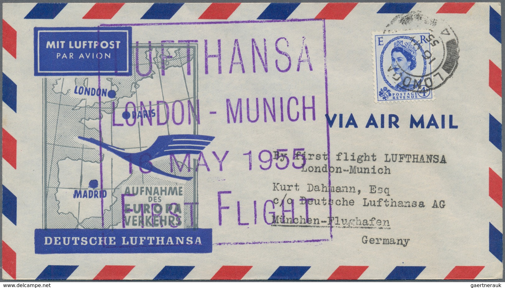 Flugpost Deutschland: 1955/1963, Lufthansa-Erstflüge, Sammlung von ca. 310 augenscheinlich nur versc
