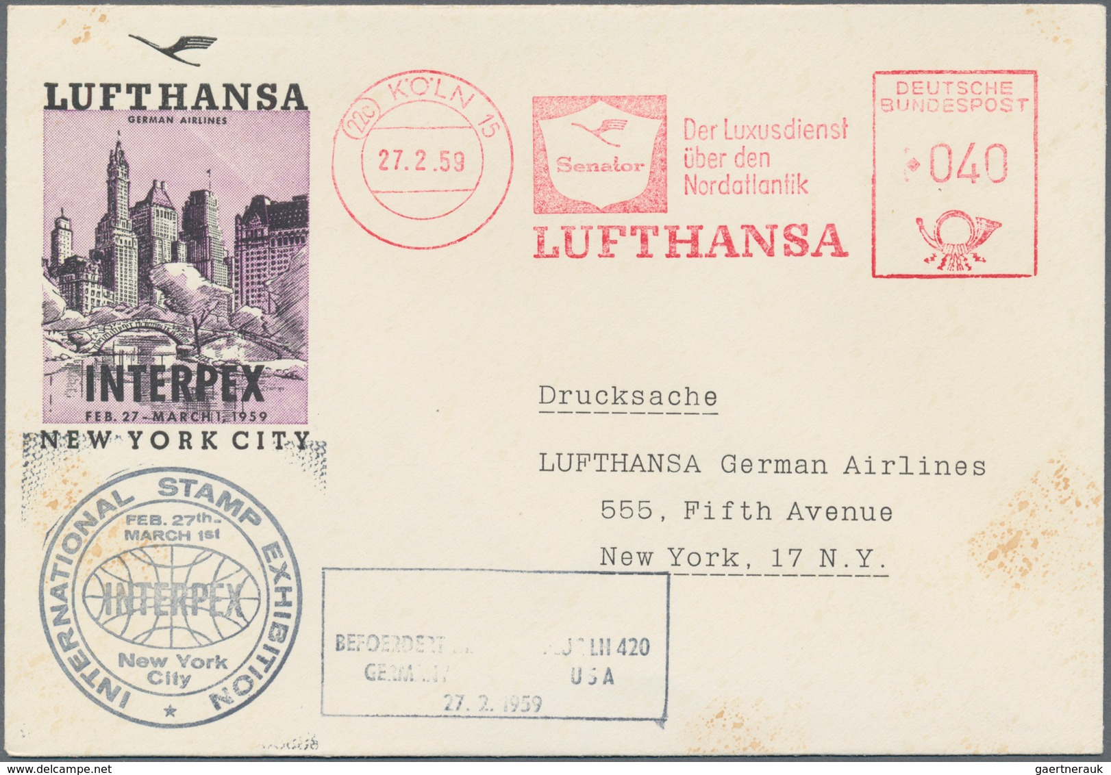 Flugpost Deutschland: 1955/1963, Lufthansa-Erstflüge, Sammlung von ca. 310 augenscheinlich nur versc