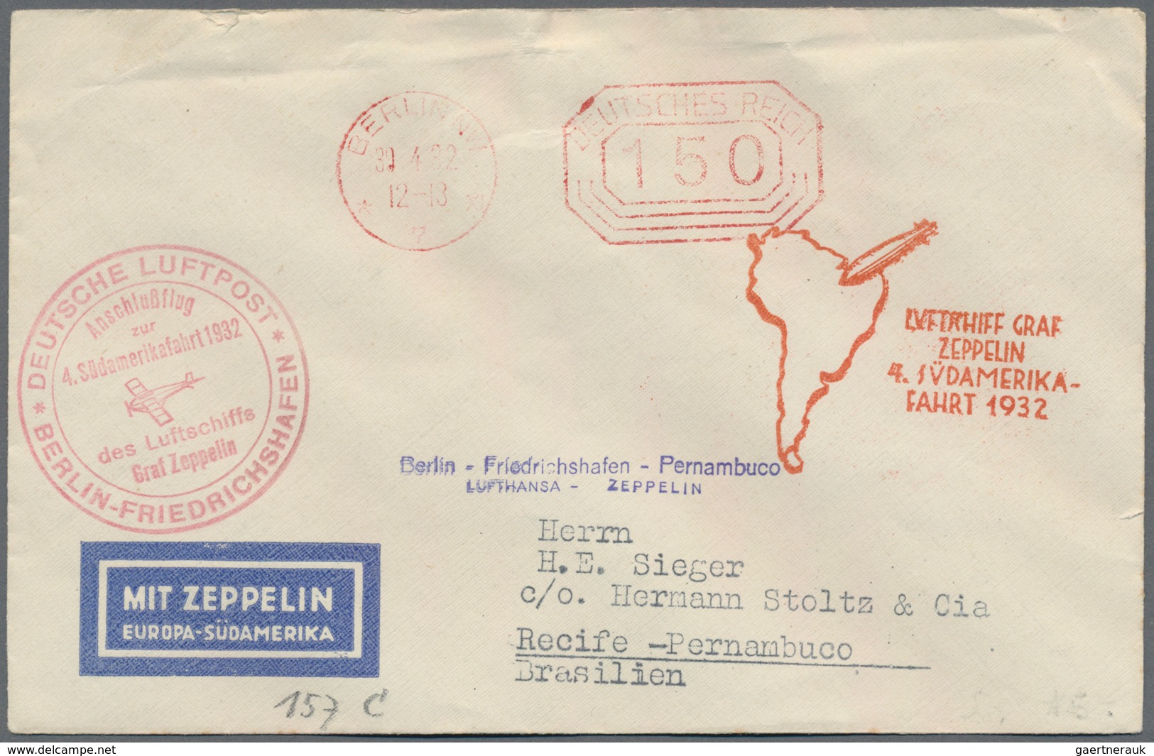 Flugpost Europa: 1919-1955, Toller Posten Mit über 150 Briefen, Karten Und Belegen, Schwerpunkt Zepp - Otros - Europa