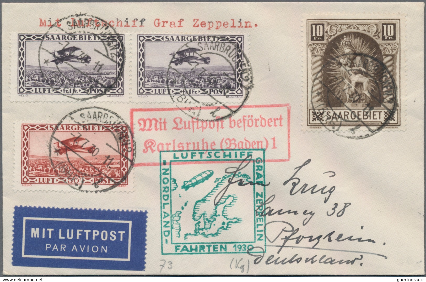 Flugpost Europa: 1919-1955, toller Posten mit über 150 Briefen, Karten und Belegen, Schwerpunkt Zepp