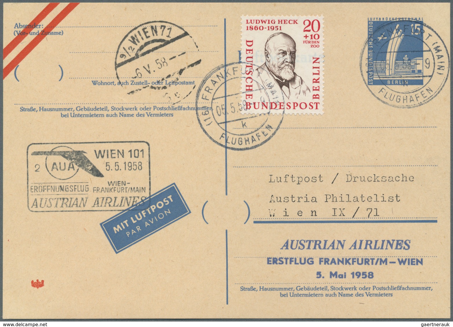 Flugpost Europa: 1958/1971, Österreich, AUA - Austrian Airlines, sehr gehaltvolle überkomplette Samm