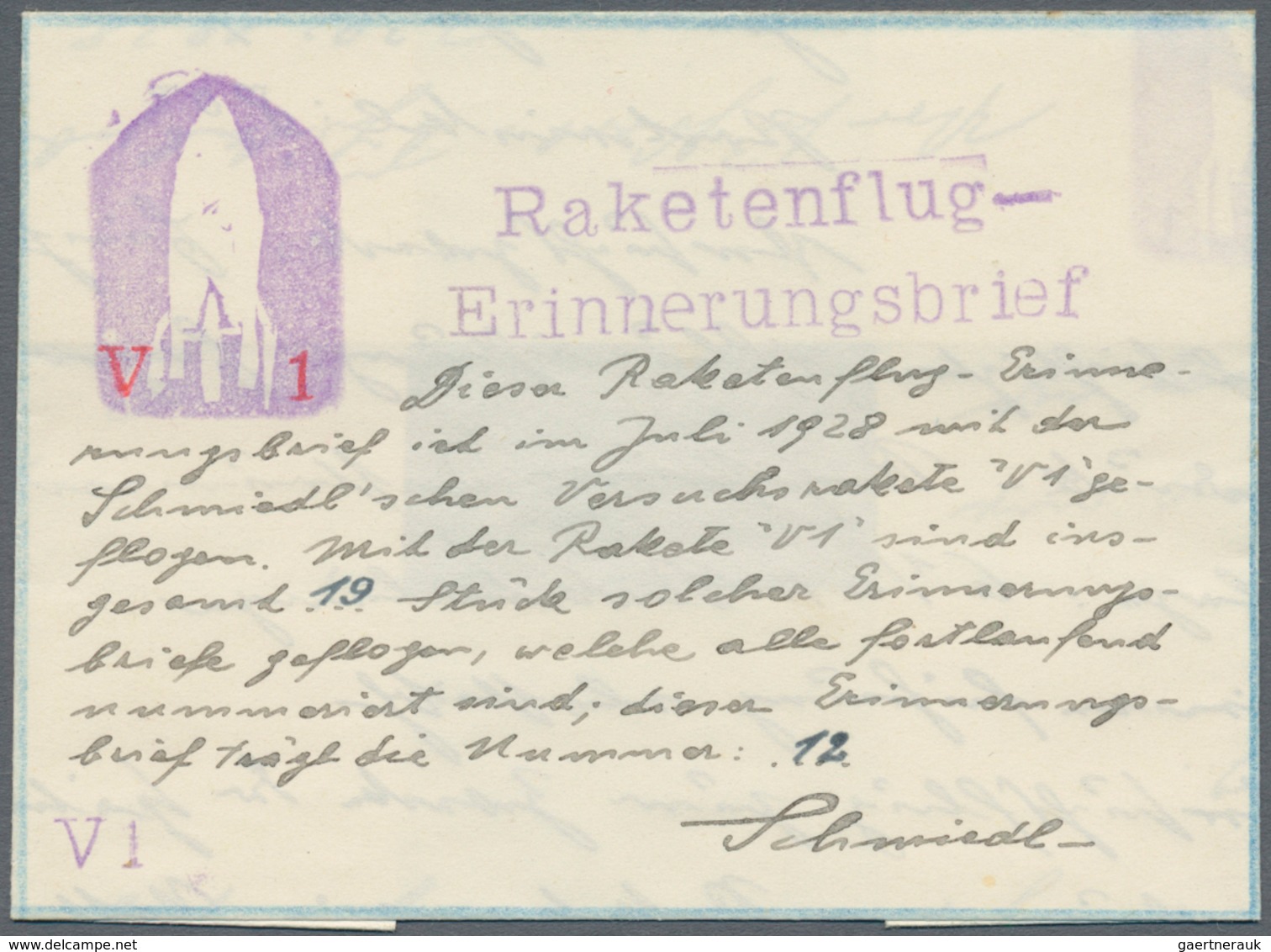 Raketenpost: Friedrich Schmiedl Was Born On 14.05.1902 In Schwertberg In Upper Austria. At The Age O - Other & Unclassified