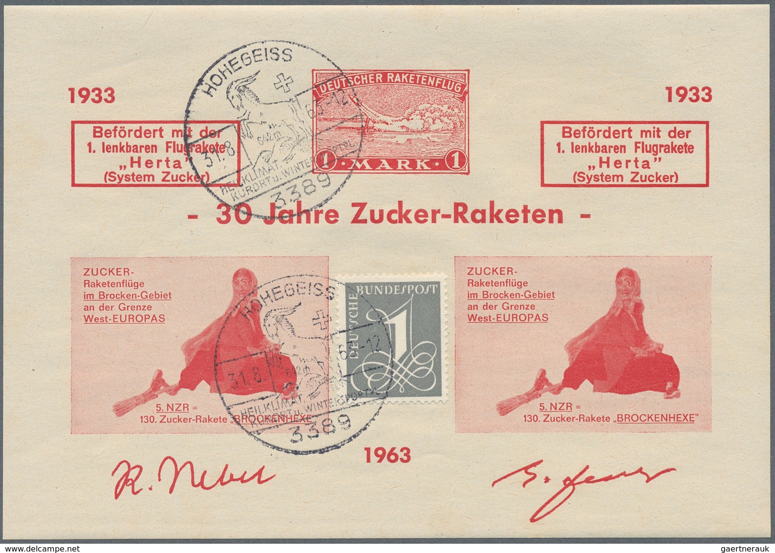 Raketenpost: 1963, 30th Anniversary Of Zucker Rocket Flights, Holding Of More Rhan 500 Vignettes On - Otros & Sin Clasificación