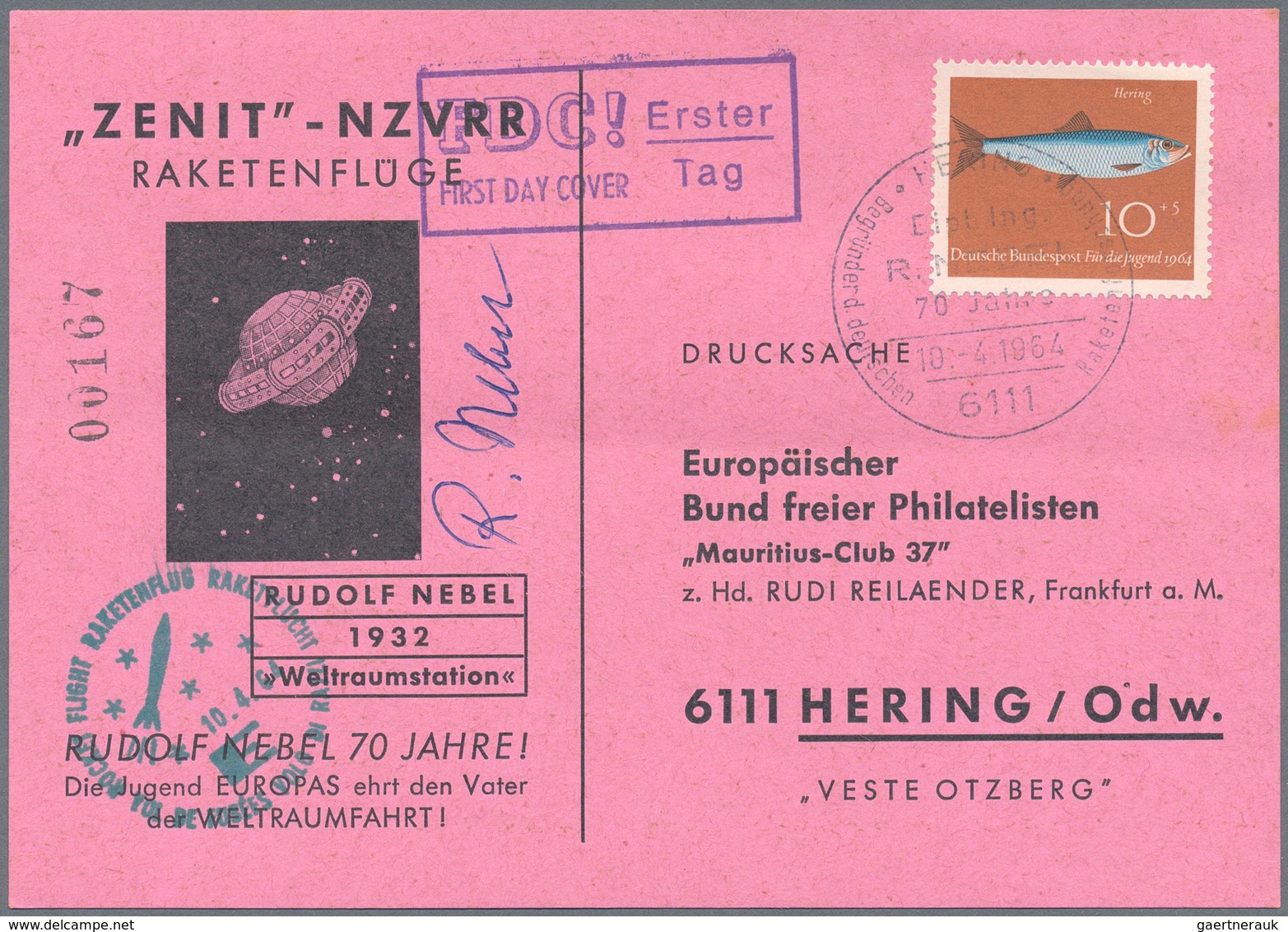 Raketenpost: 1964, 10 Apr, Nebel Rocket Flight, Holding Of Apprx. 300 Cards With Two Cachets And Sig - Autres & Non Classés