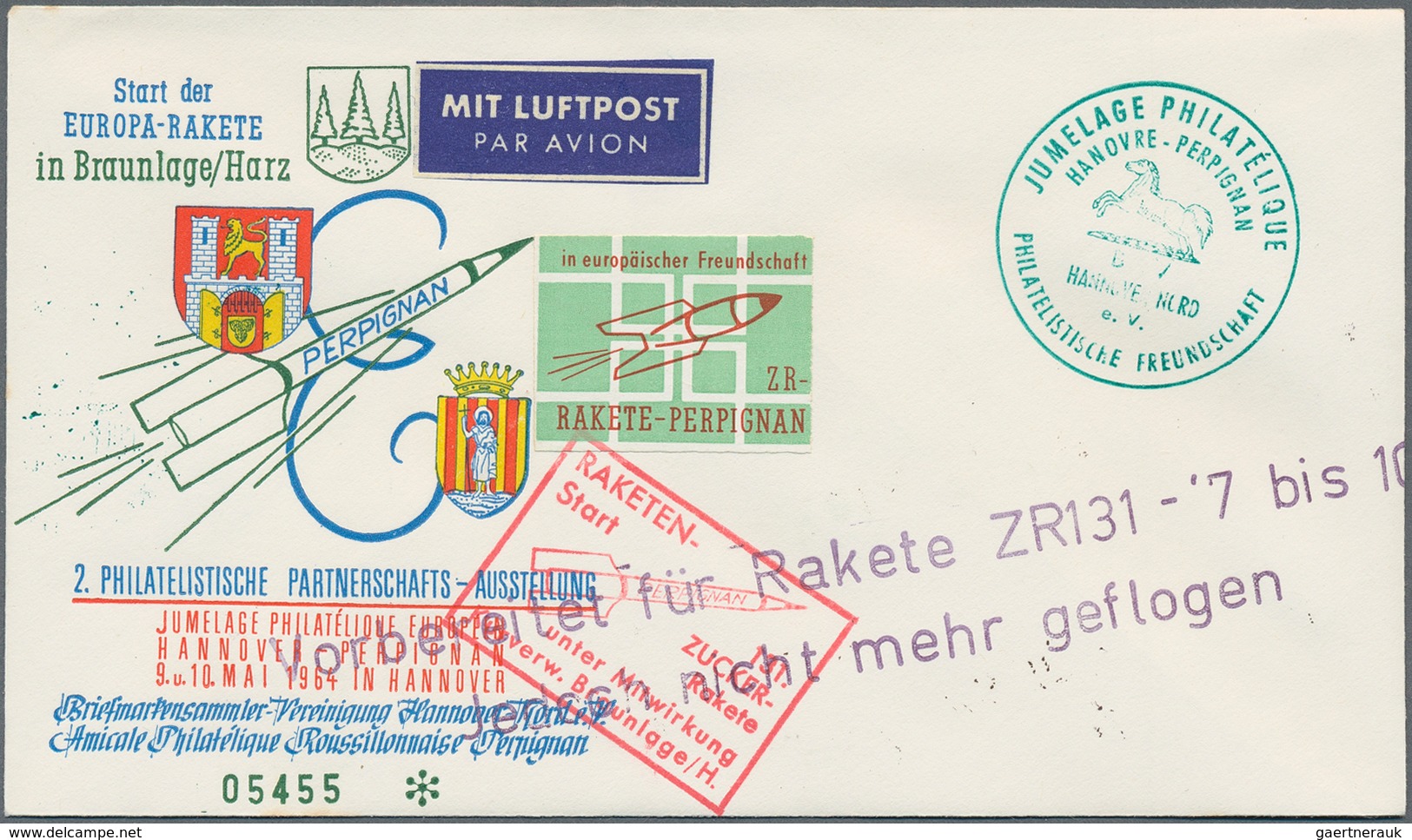 Raketenpost: 1964, 7 May, Zucker Rocket Flight (prepared But Not Conducted), Holding Of Apprx. 295 C - Sonstige & Ohne Zuordnung