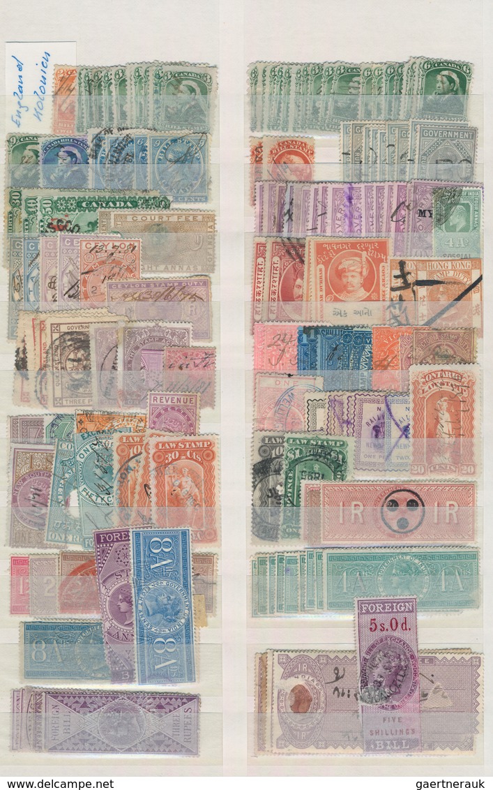 Fiskalmarken: 1870/1940 (ca.), Accumulation Of 1000-2000 Fiscal Stamps All World, Neatly Sorted In A - Autres & Non Classés