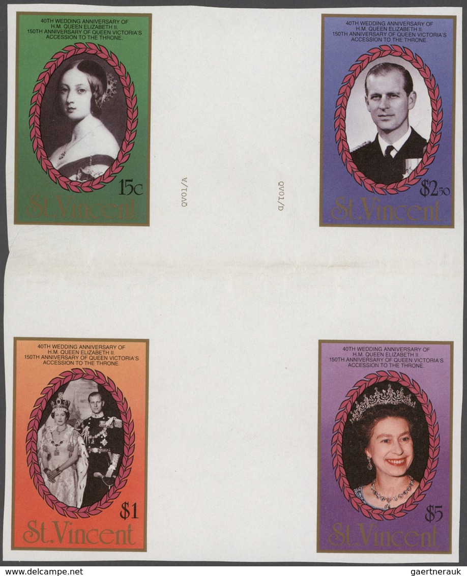 Thematische Philatelie: 1983/1988, St. Vincent. Large stock of imperforate proof progressive stamps