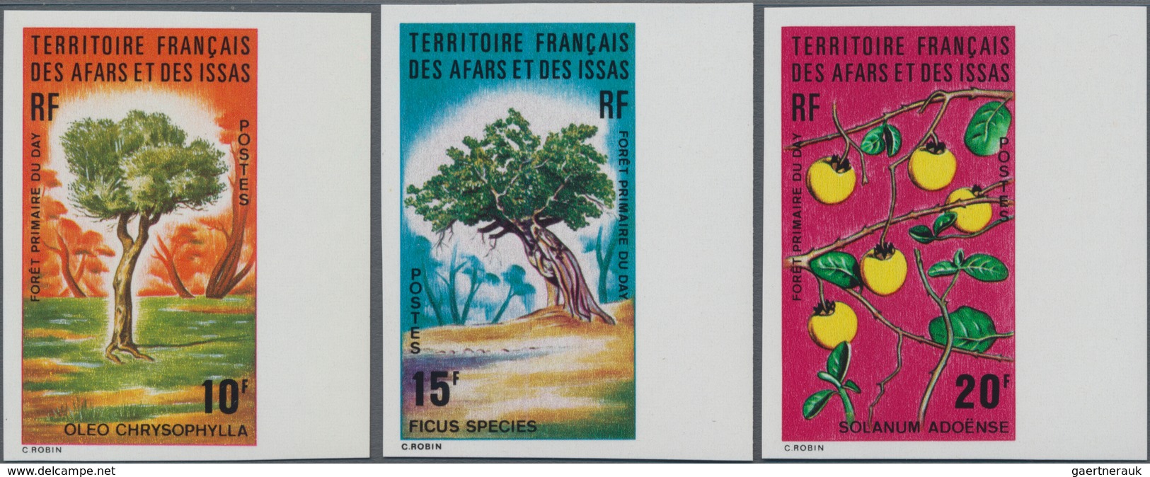 Thematik: Bäume / Trees: 1974, AFAR AND ISSA: Protection Of Day Forest Complete Set Of Three (Olea E - Árboles