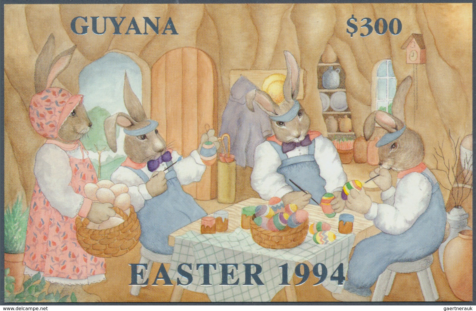 Thematik: Comics / Comics: 1994, Guyana. Lot Of 100 SILVER Blocks "Easter 1994" Showing EASTER BUNNY - Comics