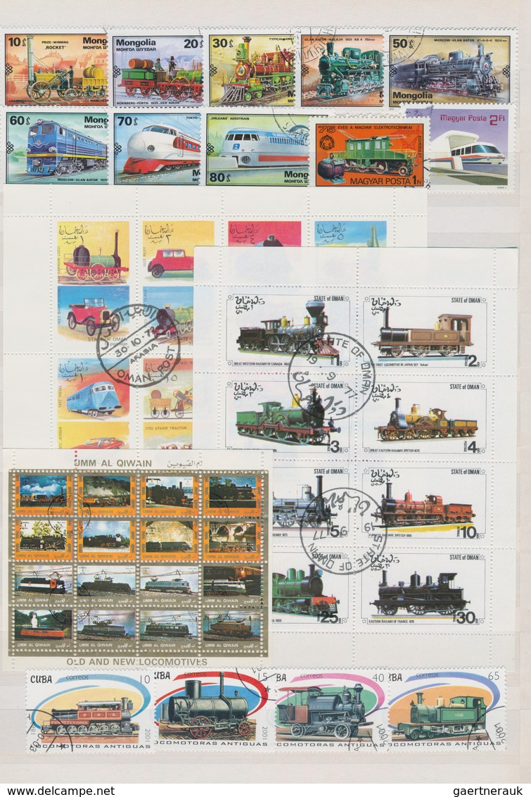 Thematik: Eisenbahn / Railway: 1960 - 2010 (ca.), Comprehensive, Mainly Stamped Collection Of 950 Di - Trenes