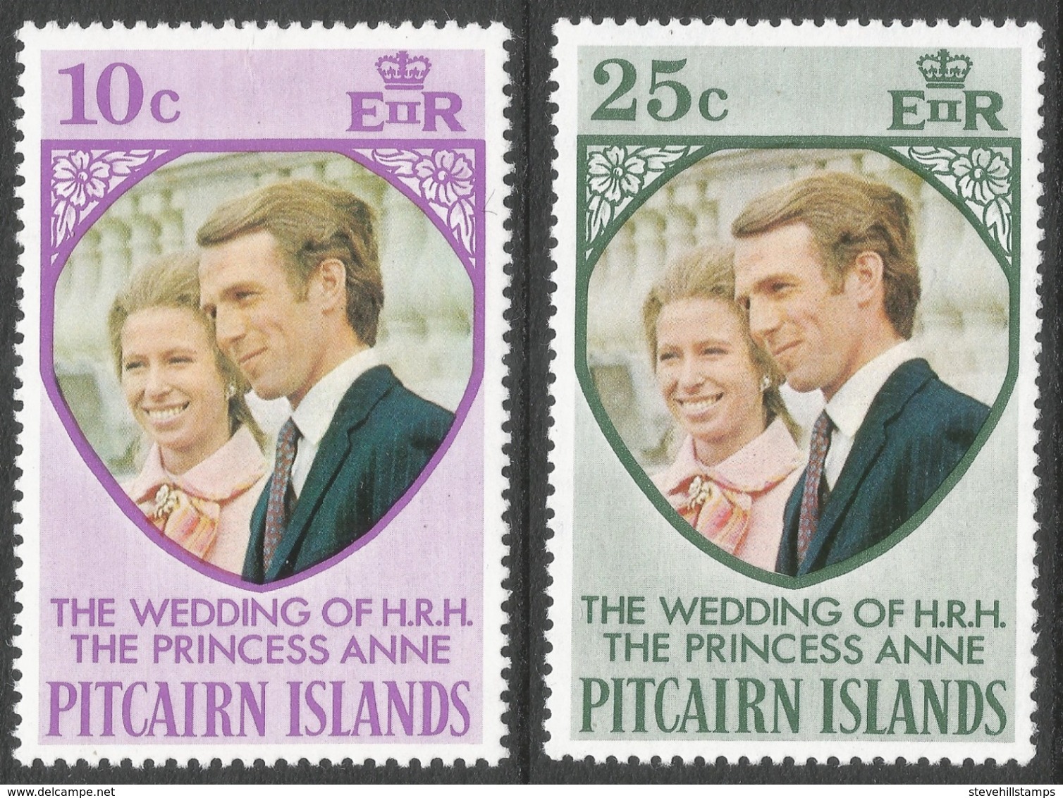 Pitcairn Islands. 1973 Royal Wedding. MNH Complete Set. SG 131-2 - Pitcairn Islands