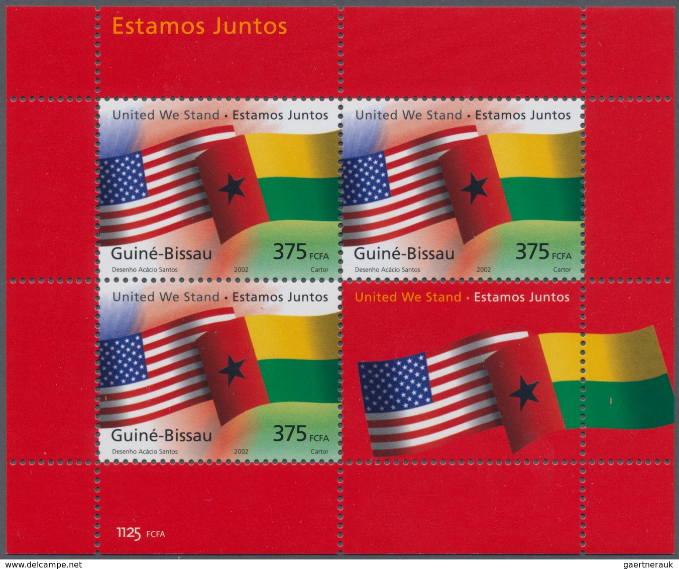 Thematik: Flaggen / Flags: 2002, Guinea-Bissau: UNITED WE STAND/ IN COMMEMORATION OF 9/11) Miniature - Otros & Sin Clasificación