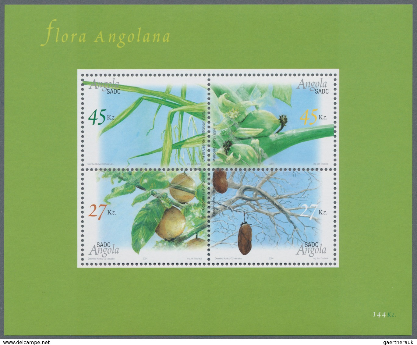 Thematik: Flora, Botanik / Flora, Botany, Bloom: 2004, Angola: „CROP PLANTS “, Complete Set Of 4 In - Other & Unclassified