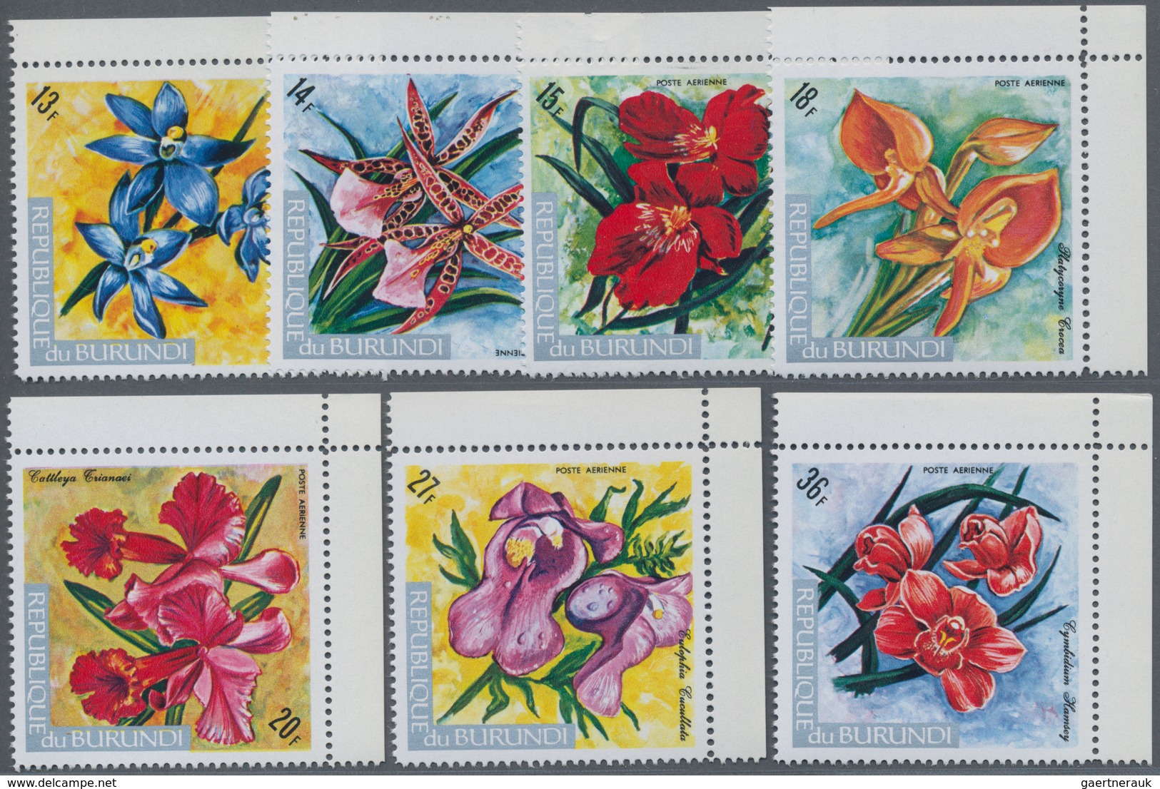Thematik: Flora-Orchideen / Flora-orchids: 1973, BURUNDI: Orchids Complete Set Of Seven Airmail Stam - Orchidee