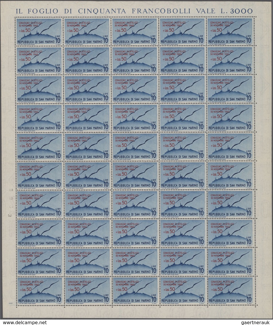 Thematik: Flugzeuge, Luftfahrt / Airoplanes, Aviation: 1946, SAN MARINO, Airmail Stamps With Overpri - Aviones