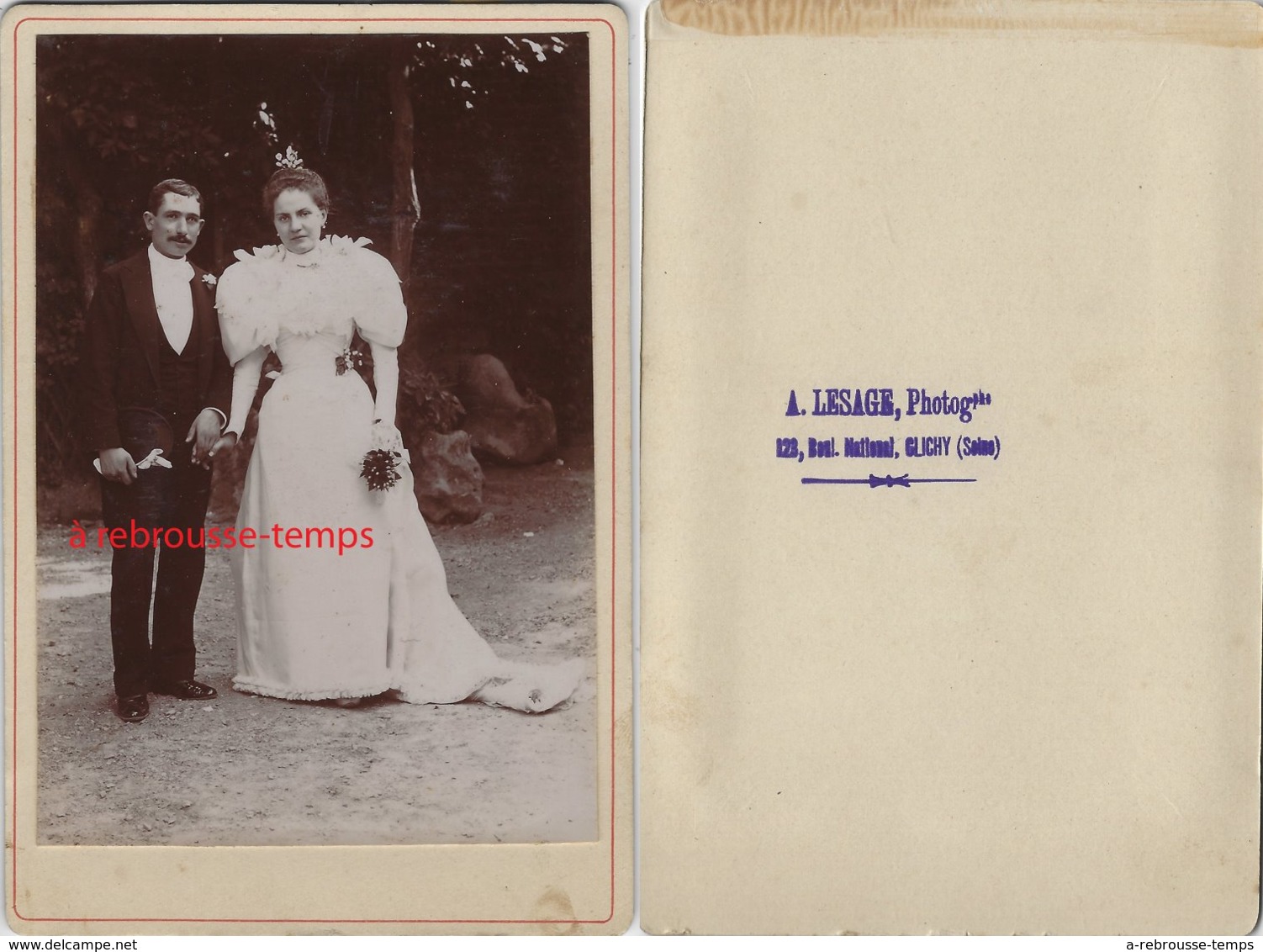 Vers 1890-photo Ancienne-grand CDV-(CAB) Mariage En Extérieur Photo A. Lesage à Clichy (Seine) - Anciennes (Av. 1900)