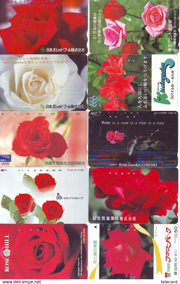 10 Télécartes - Prepaid Différentes JAPON * FLEURES * ROSES (LOT A-79) JAPAN 10 DIFF FLOWERS PHONECARDS * 10 VERSCH TK - Flores