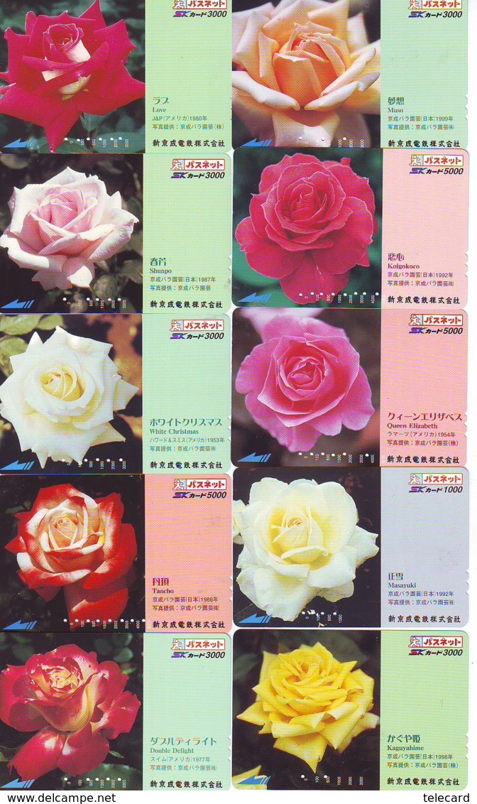 10 Télécartes - Prepaid Différentes JAPON * FLEURES * ROSES (LOT A-85) JAPAN 10 DIFF FLOWERS PHONECARDS * 10 VERSCH TK - Flowers