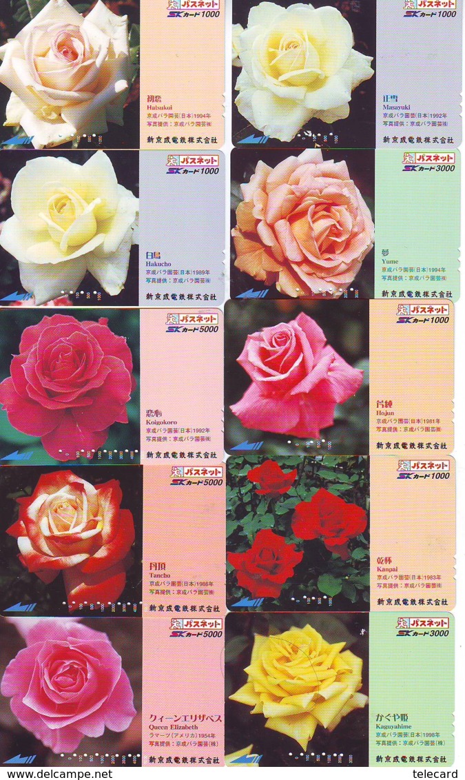 10 Télécartes - Prepaid Différentes JAPON * FLEURES * ROSES (LOT A-88) JAPAN 10 DIFF FLOWERS PHONECARDS * 10 VERSCH TK - Fleurs