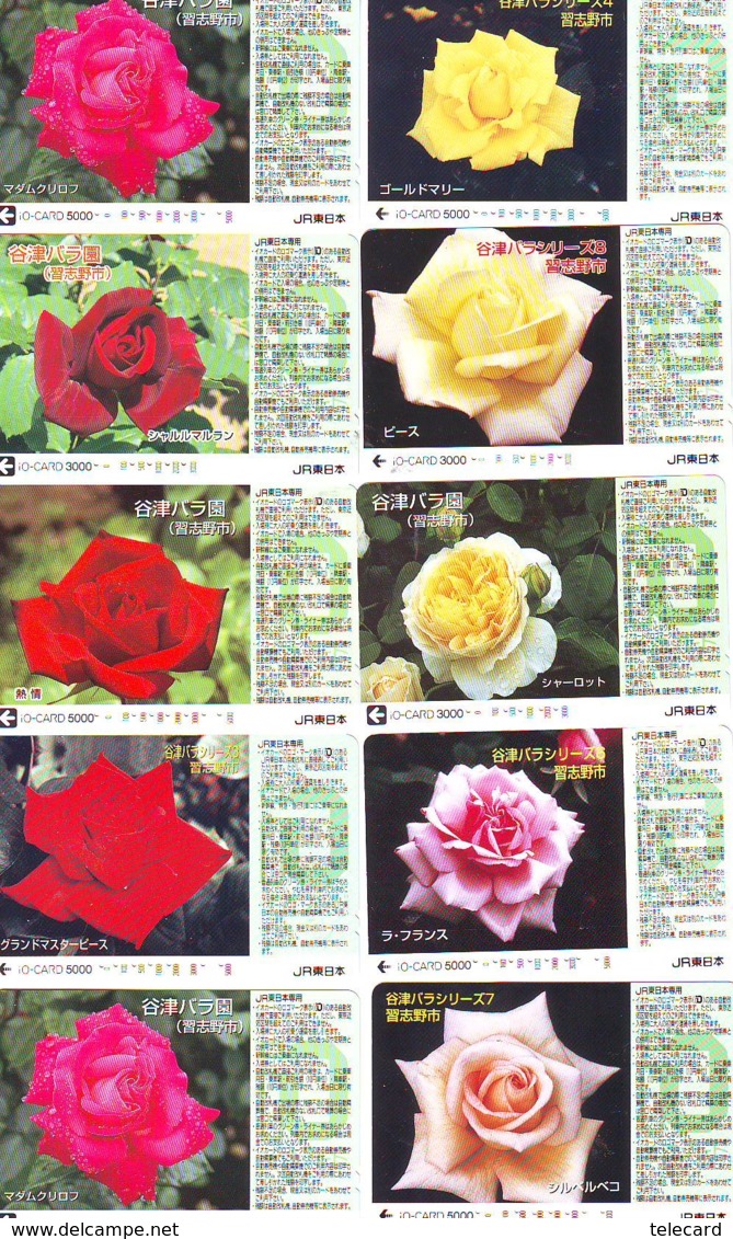 10 Télécartes - Prepaid Différentes JAPON * FLEURES * ROSES (LOT A-92) JAPAN 10 DIFF FLOWERS PHONECARDS * 10 VERSCH TK - Flores