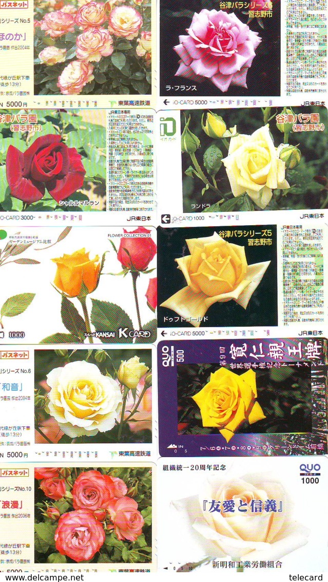 10 Télécartes - Prepaid Différentes JAPON * FLEURES * ROSES (LOT A-94) JAPAN 10 DIFF FLOWERS PHONECARDS * 10 VERSCH TK - Bloemen