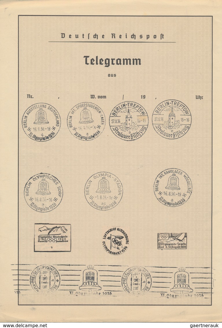 Thematik: Olympische Spiele / Olympic Games: 1936 - Berlin, Das Telegramm Zur Veranstaltung Mit DV C - Sonstige & Ohne Zuordnung